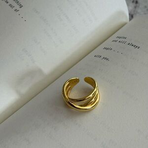 925 sterling silver interlocking twisted adjustable ring gold plated